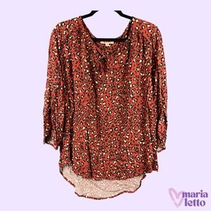 EVRI Leopard Print Blouse, Orange, 1X